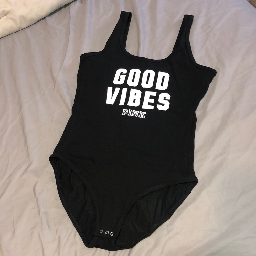 PINK Victoria Secret Bodysuit- good vibes